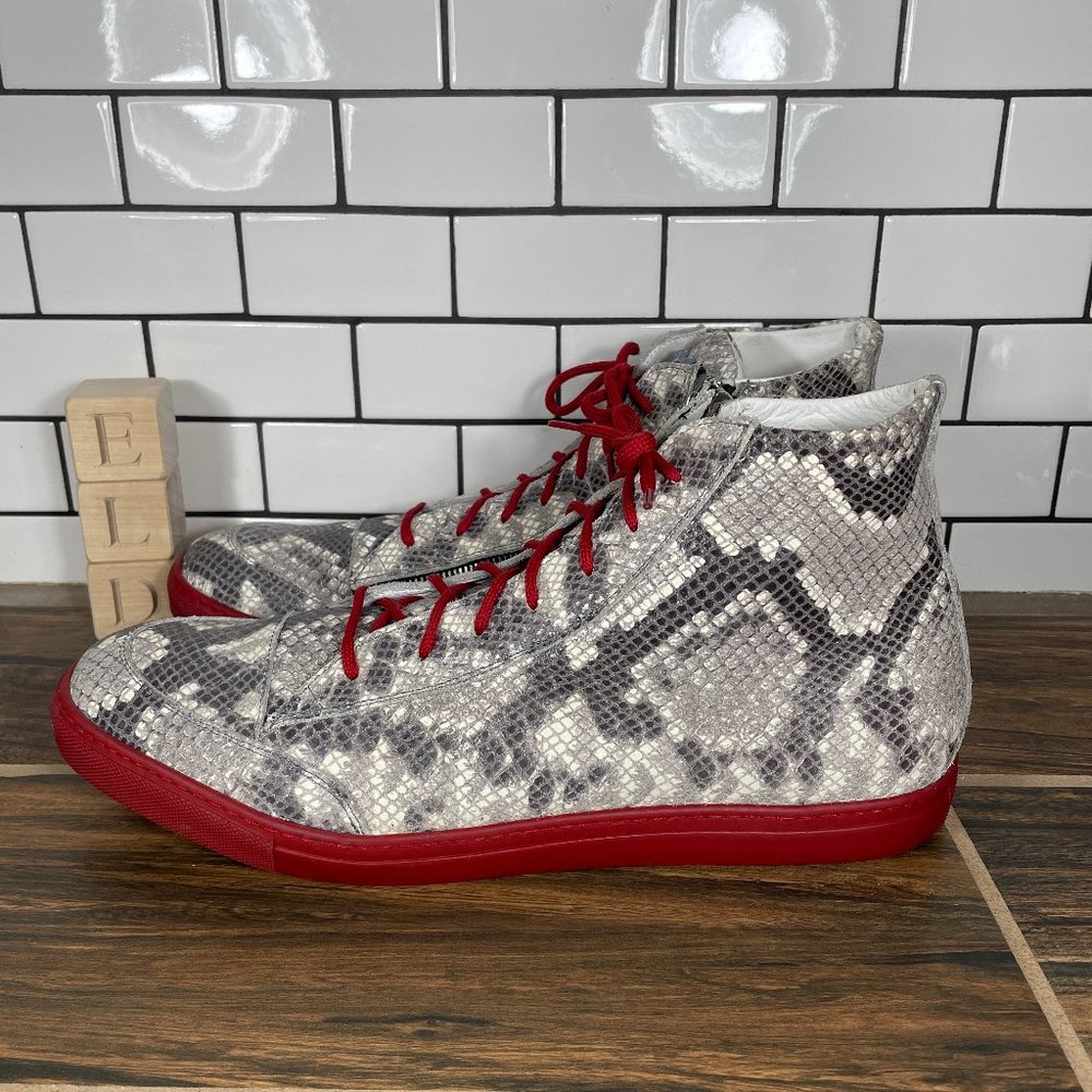 M Collection By Mauri Men's Size 14 Shoes Snake Embossed Leather Italian Sneaker